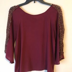 Miami maroon shirt with detailed sleeves